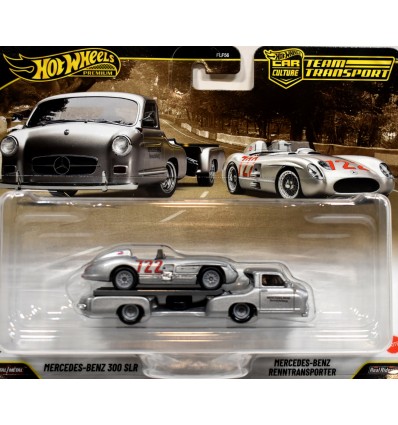 Hot Wheels Car Culture - Team Transport - Mercedes 300 SLR Race Car & Mercedes Renntransporter