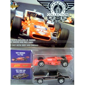 Johnny Lightning Indianapolis 500 Champions Collections: 1977 Oldsmobile Delta 88 Pace Car and 77 AJ Foyt Indy Car