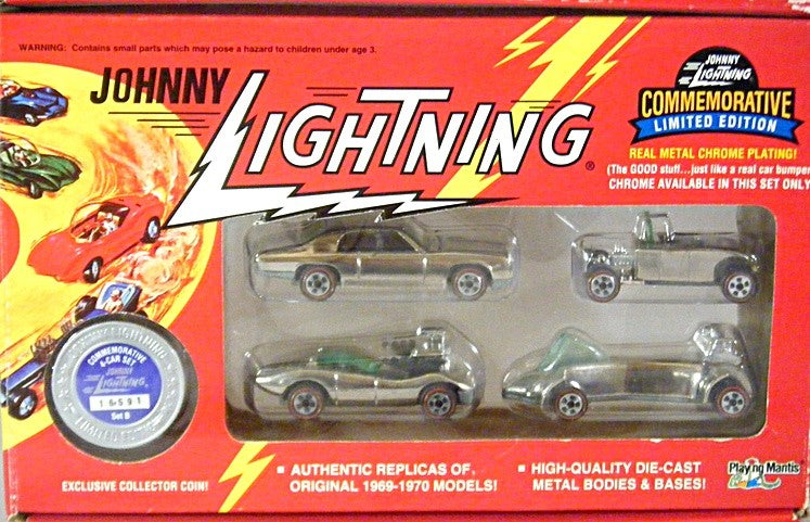 Johnny Lightning Commemoratives - Set B - Chrome GTO, Corvette, Deuce Coupe, Wasp