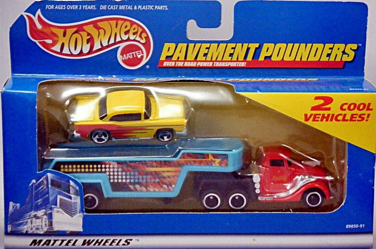 Hot Wheels Pavement Pounders - 1955 Chevy Belair and Transporter