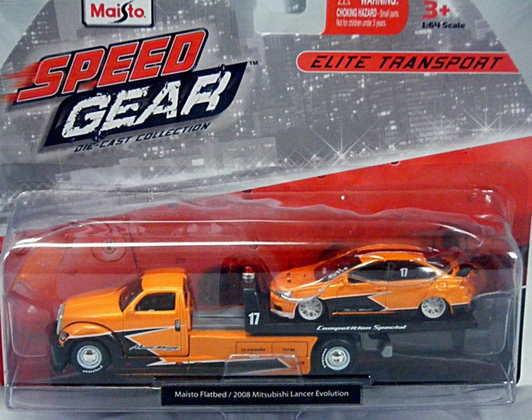Maisto Speed Gear Elite Transport Set - Flatbed Tow Truck & Mitsubishi Lancer Evo Competition Special