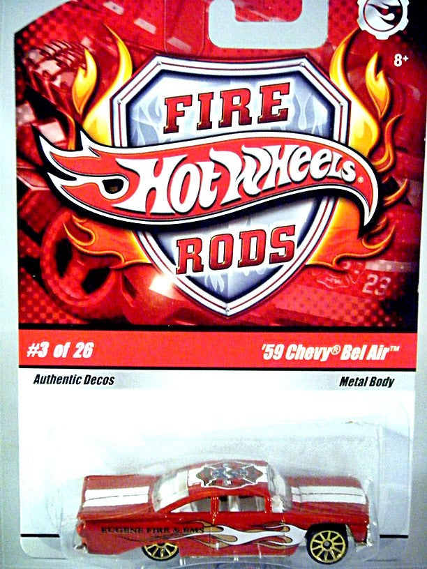 Hot Wheels Fire Rods - 1959 Chevrolet Bel Air 2 Door Post Fire Dept Car