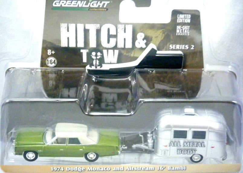 Greenlight Hitch and Tow - 1974 Dodge Monaco and Airstream Bambi Trailer