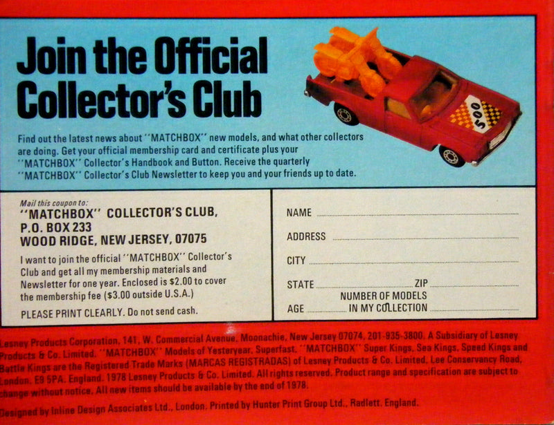 1978 Matchbox Catalog