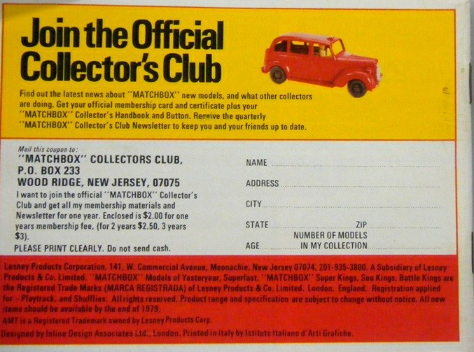 1982-83 Matchbox Catalog