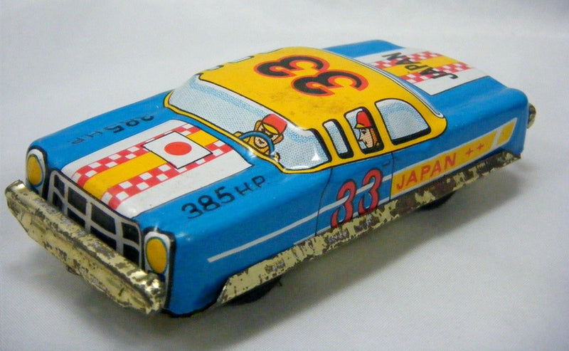Japanese Postwar Tin Litho Friction  Race Car