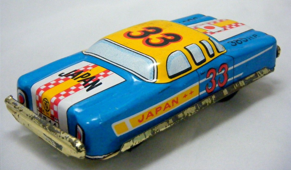 Japanese Postwar Tin Litho Friction  Race Car