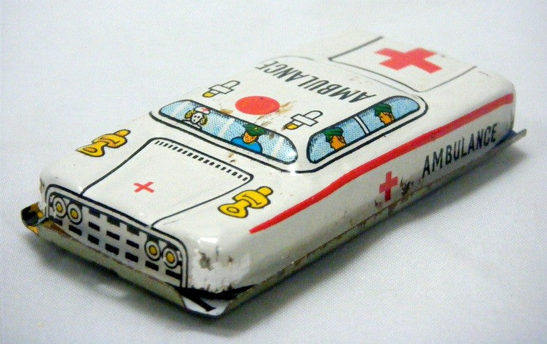 Japanese Postwar Tin Litho Friction Ambulance