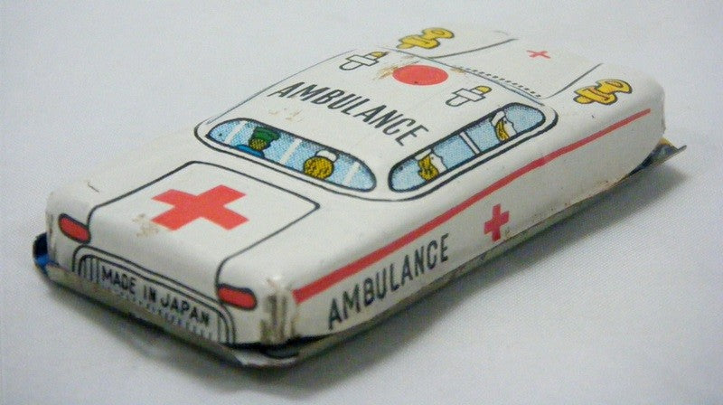 Japanese Postwar Tin Litho Friction Ambulance