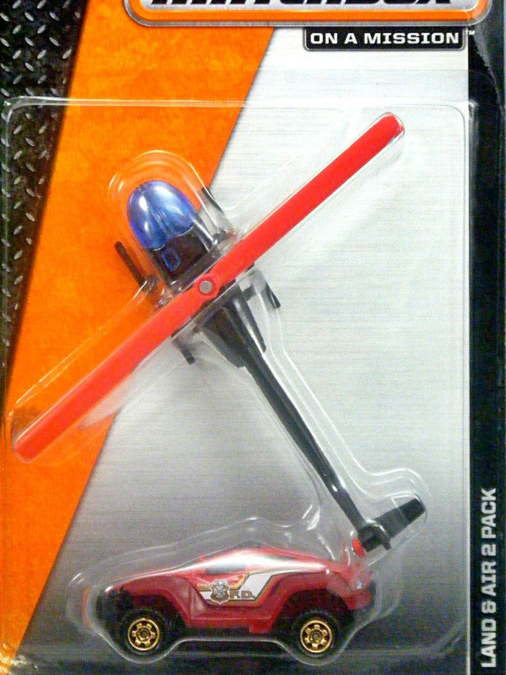 Matchbox - Land and Air Set -  Fire Department 4x4 and Helicopter