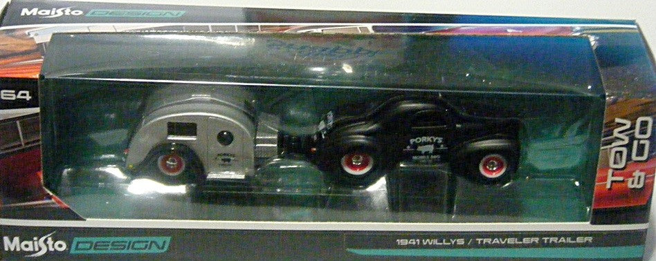 Maisto - Tow & Go - 1941 WIllys Coupe and Traveler Trailer Set