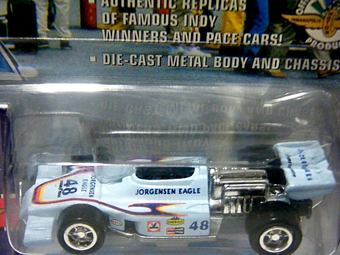 Johnny Lightning Indianapolis 500 Champions set with 1975 Buick Century and 75 Bobby Unser Jorgenson Eagle