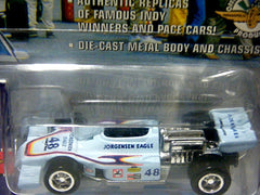 Johnny Lightning Indianapolis 500 Champions set with 1975 Buick Century and 75 Bobby Unser Jorgenson Eagle