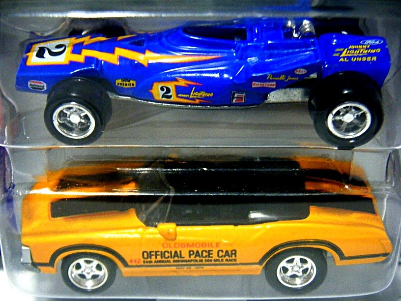 Johnny Lightning Indianapolis 500 Champions set with 70 Oldsmobile 442 and 70 Al Unser Johnny Lightning Special