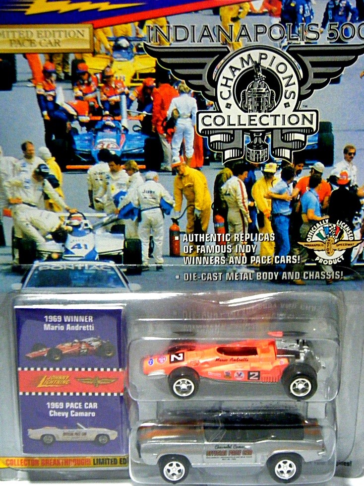 Johnny Lightning Indianapolis 500 Champions Collections: 1969 Chevrolet Camaro Pace Car and 69 Mario Andretti Indy Car