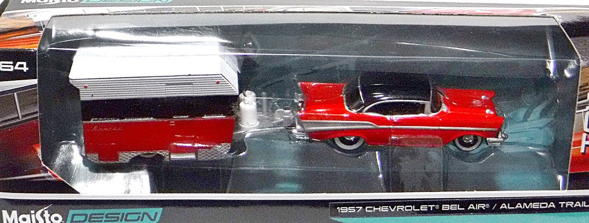 Maisto - Tow & Go -1957 Chevy Bel Air and Alameda Trailer Set