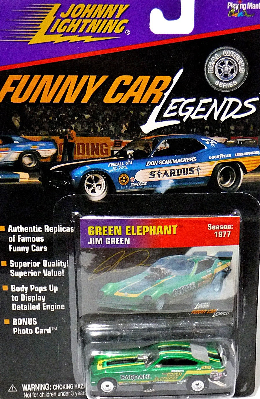Johnny Lightning Funny Car Legends - Jim Green's Green Elephant 1974 Chevrolet Vega NHRA Funny Car