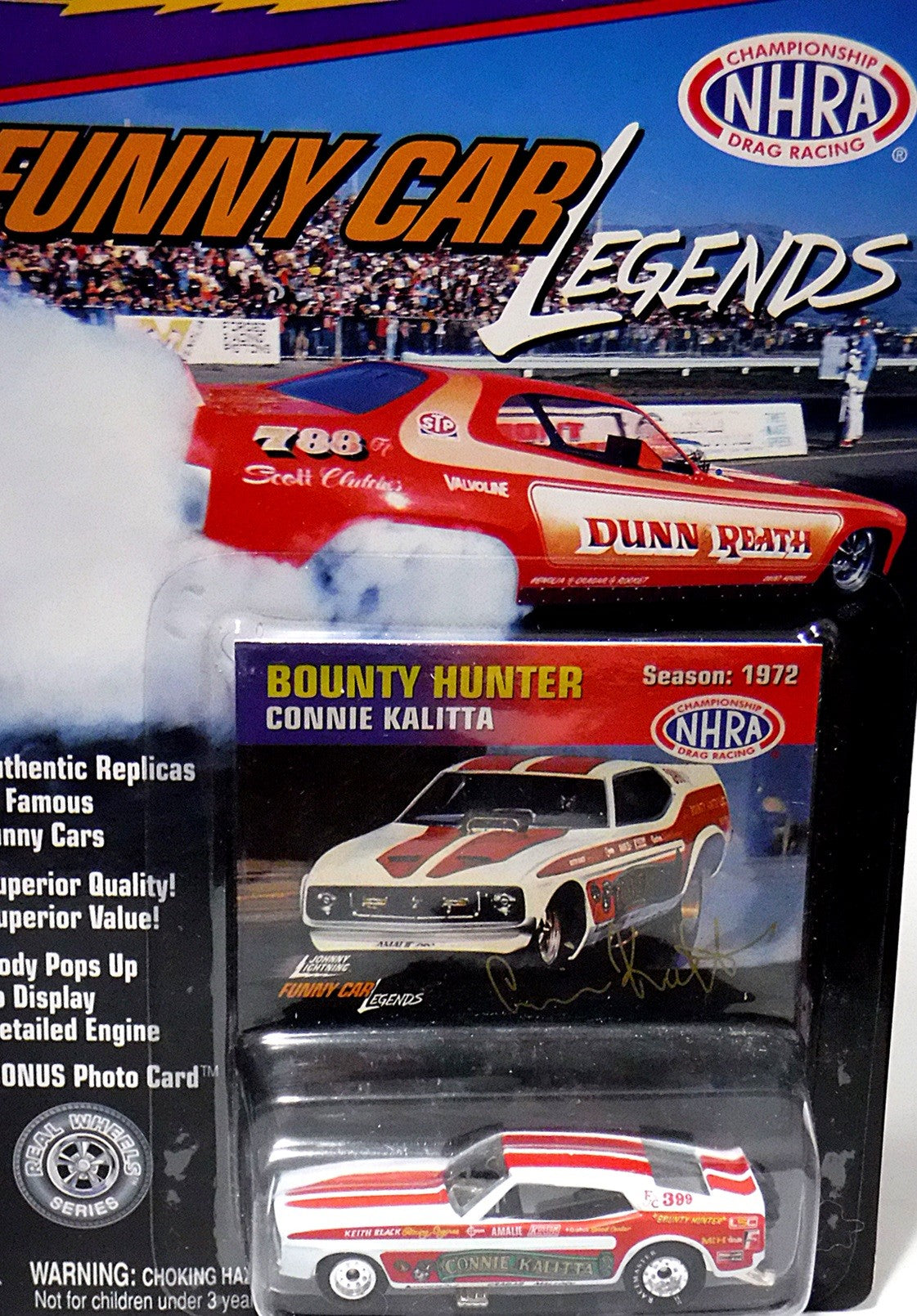 Johnny Lightning Funny Car Legends: Connie Kalitta Bounty Hunter 1973 Ford Mustang Mach 1 NHRA Funny Car