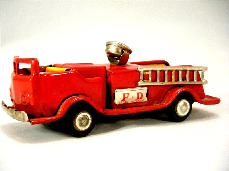 Postwar Japanese Tin Toy Fire Truck 