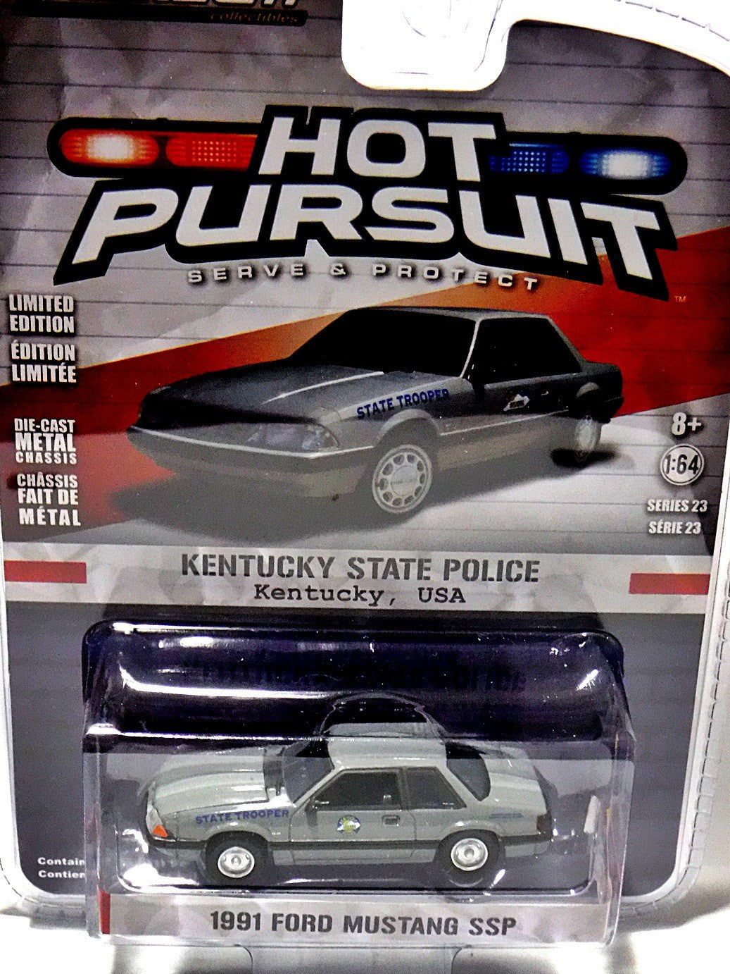 Greenlight Hot Pursuit - Kentucky State Police - 1991 Ford Mustang SSP