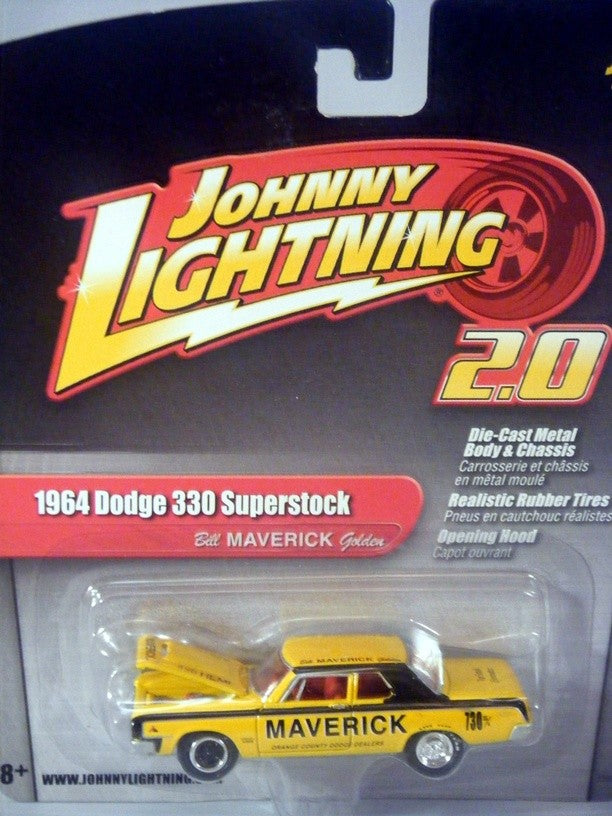 Johnny Lightning 2.0 1964 Dodge 330 Superstock 426 Hemi NHRA Bill Maverick Golden Race Car