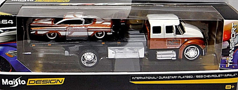 Maisto - Transport - 1959 Chevy Impala and International Durastar Flatbed Tow Truck