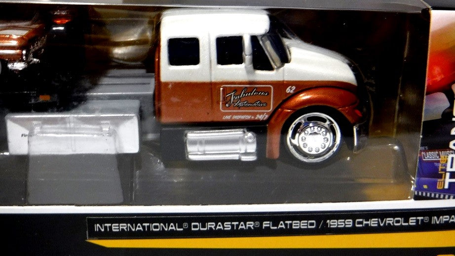 Maisto - Transport - 1959 Chevy Impala and International Durastar Flatbed Tow Truck