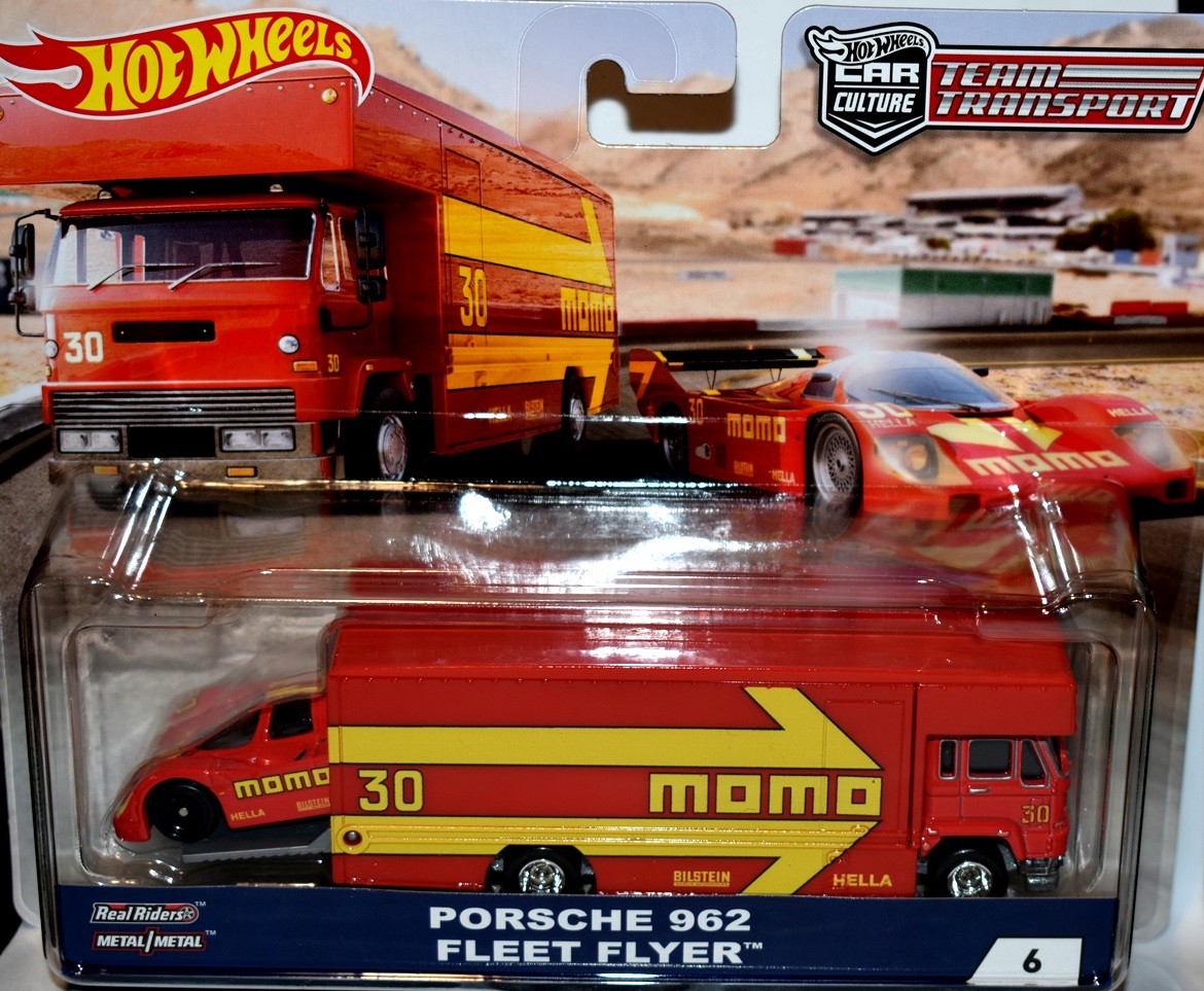 Hot Wheels Car Culture - Team Transport - Porsche 962 Fleet Flyer Racing Set