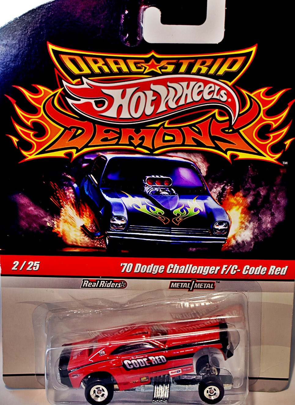 Hot Wheels Dragstrip Demons  -1970 Dodge Challenger Code Red Funny Car