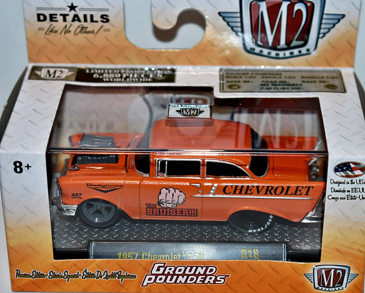 M2 Machines Ground Pounders - "The Bruiser" 1957 Chevrolet 150 2 Door Post