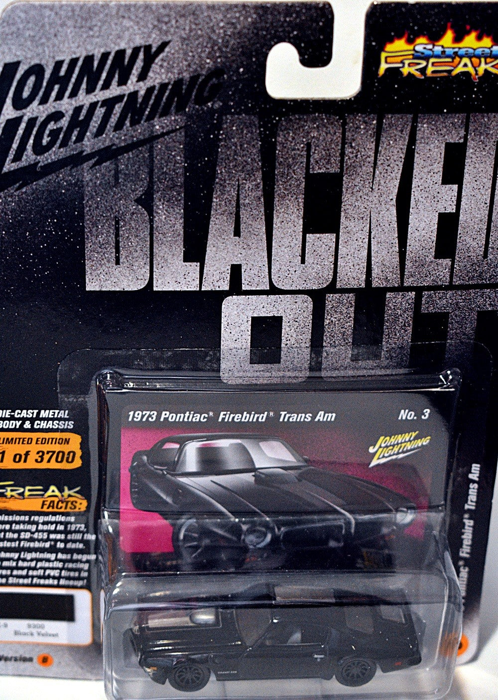 Johnny Lightning Street Freaks - Blacked Out - 1973 Pontiac Firebird Trans Am