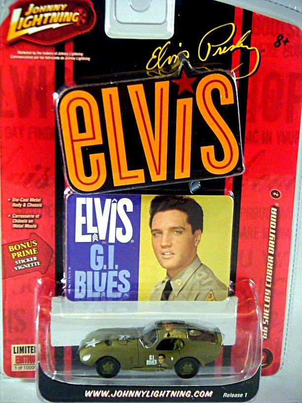 Johnny Lightning Rock Art - Elvis Presley GI Blues Military 1966 Shelby Cobra Daytona  