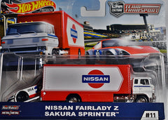 Hot Wheels Car Culture - Team Transport - Nissan Fairlady Z Race Car & Sakura Sprinter