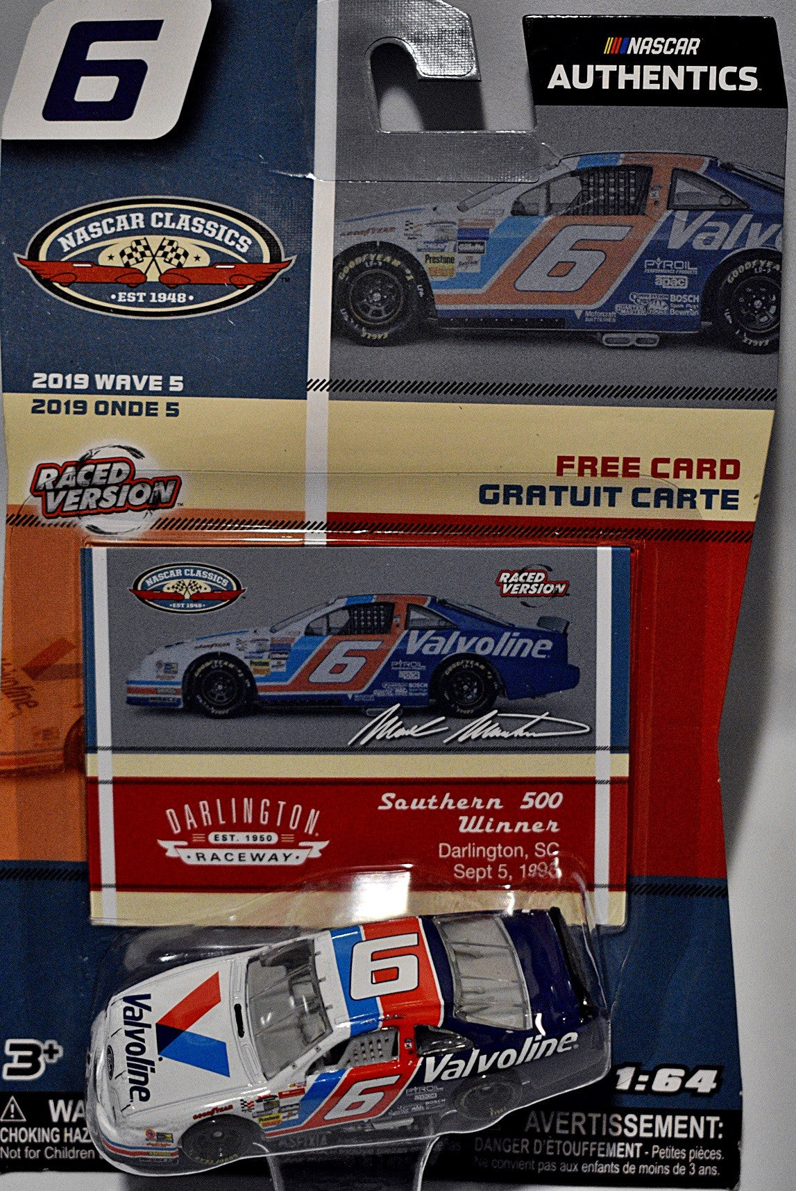 Lionel NASCAR Authentics - New Classics Series - Mark Martin 1993 Vavoline Ford Thunderbird Southern 500 Winner!
