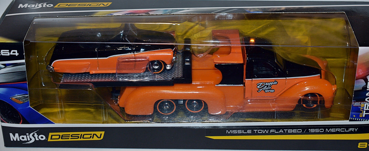 Maisto - Transport - 1950 Mercury Lead Sled Convertible and Missle Tow Flatbed