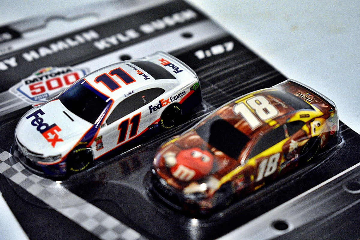 NASCAR Authentics -  HO Scale - Joe Gibbs Racing - Denny Hamlin FedEx & Kyle Busch M&M's Toyota Camry Set
