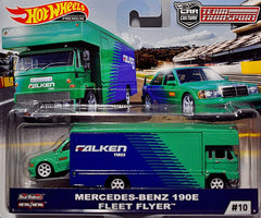 Hot Wheels Car Culture - Team Transport - Mercedes Benz 180E and Fleet Flyer Transporter