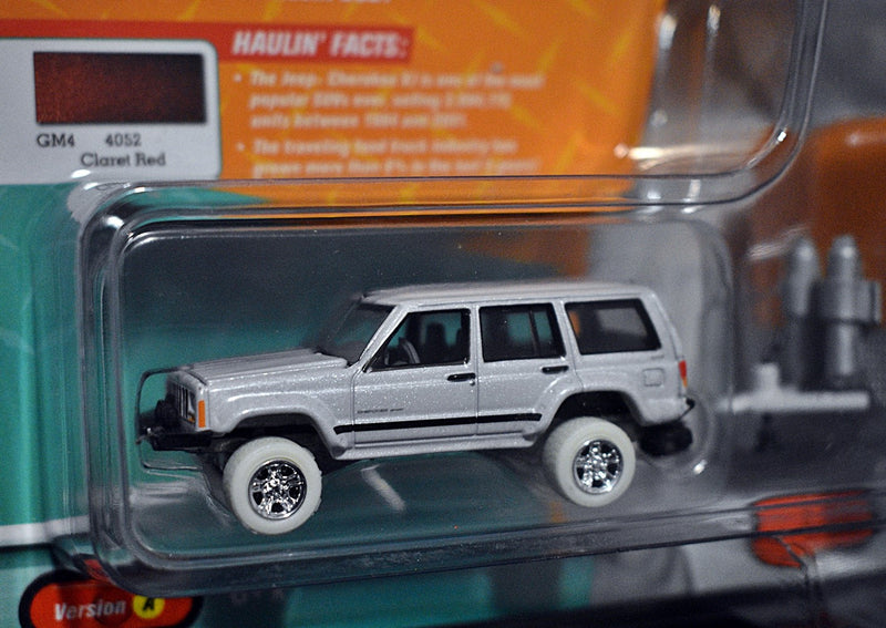 Johnny Lightning - White Lightning -Tow & Go - Jeep Cherokee XJ and Larks Concessions Carnival Trailer