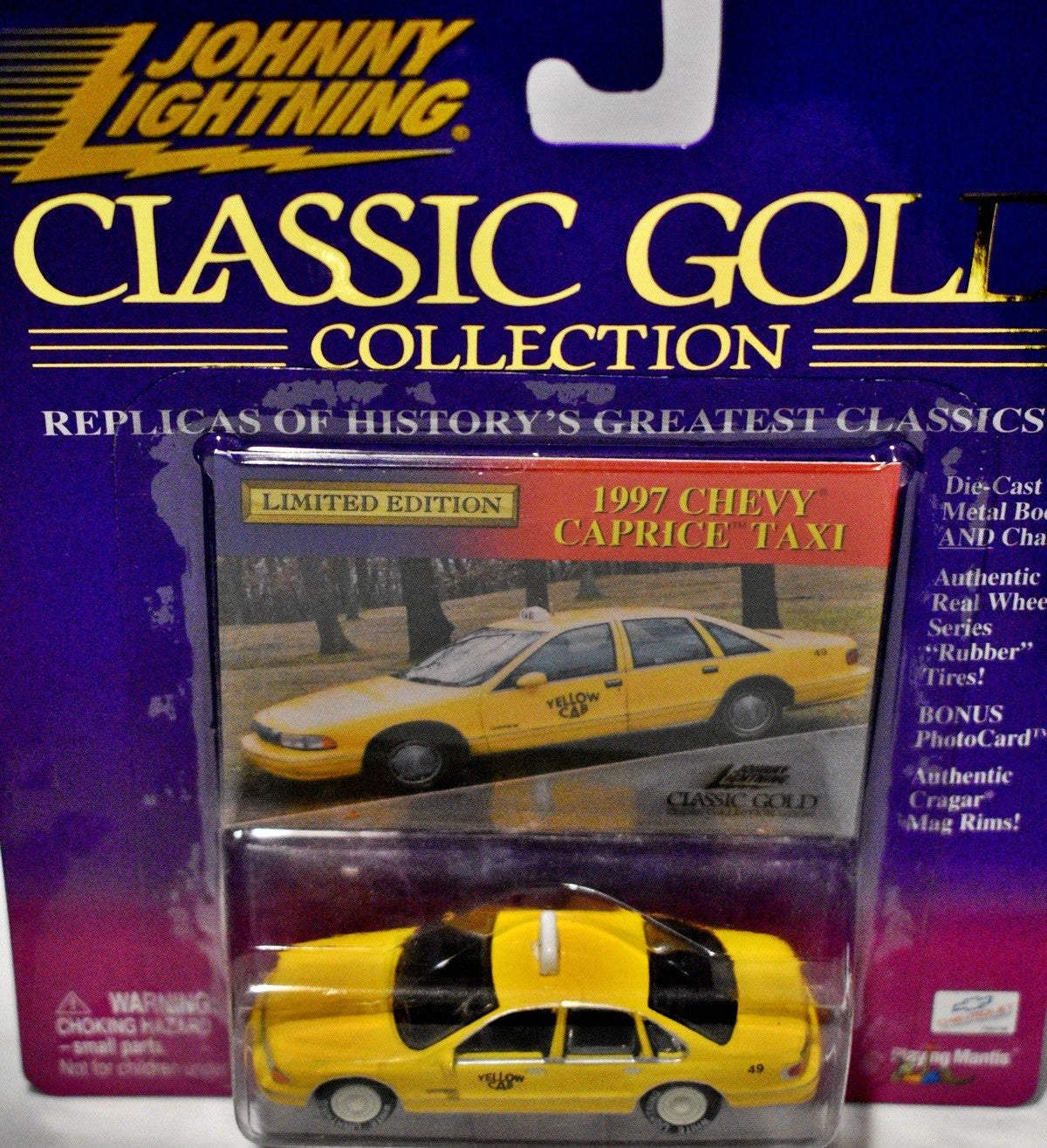 Johnny Lightning Classic Gold - Rare White Lightning - 1995 Chevy Caprice "Yellow Cab" Taxi