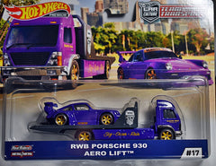 Hot Wheels Car Culture - Team Transport - RWB Porsche 930 & Aero Lift Flatbed Truck