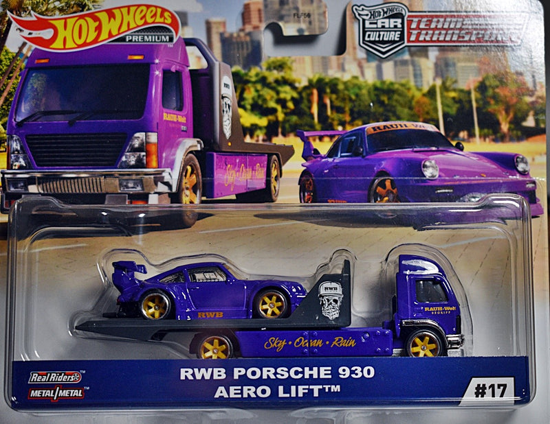 Hot Wheels Car Culture - Team Transport - RWB Porsche 930 & Aero Lift Flatbed Truck