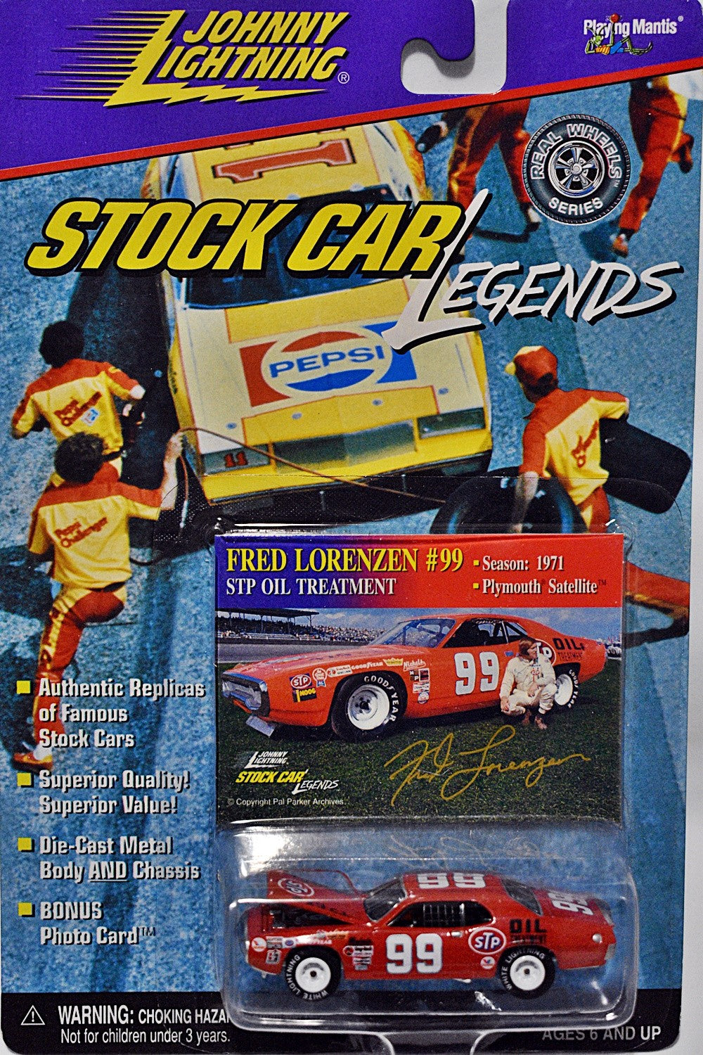 Johnny Lightning Stock Car Legends - Rare White Lightning - 1971 Fred Lorenzen Plymouth Satellite Stock Car