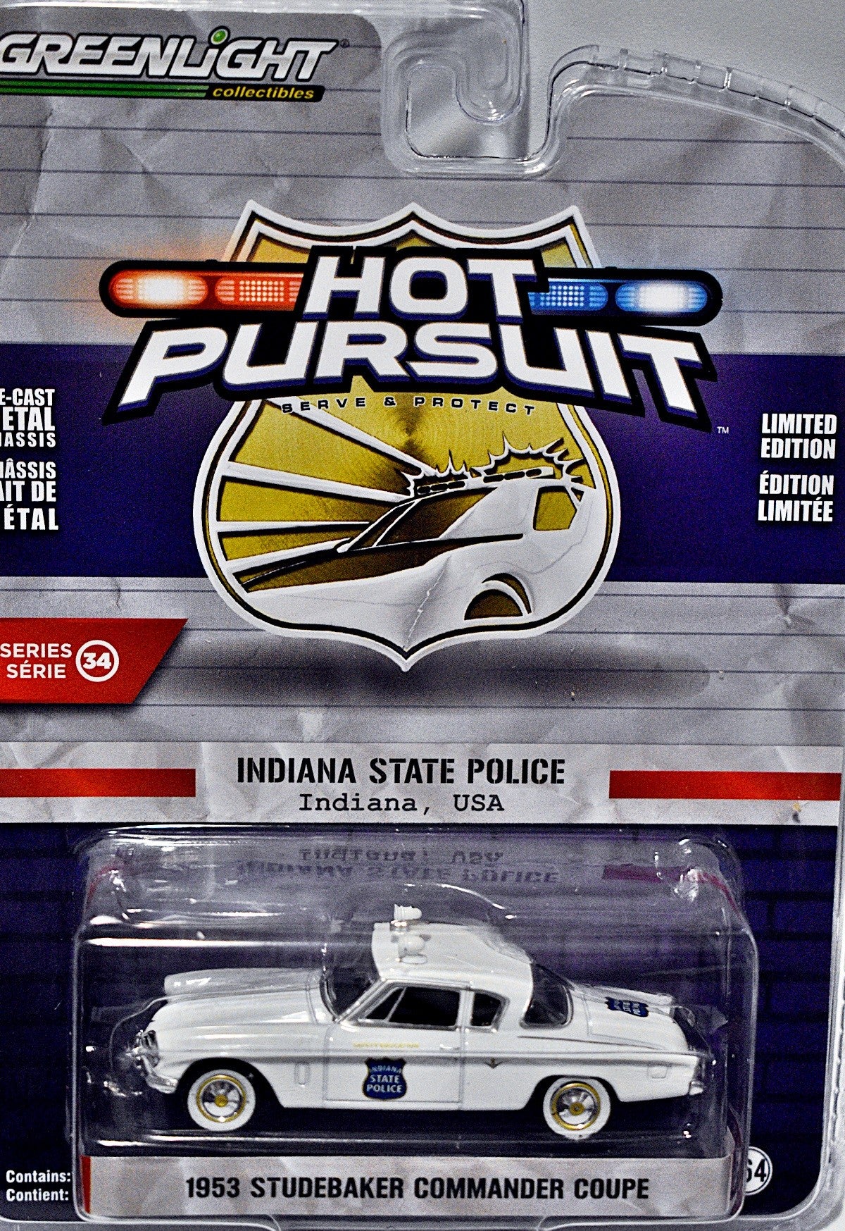 Greenlight Hot Pursuit  -  Indiana State Police - 1953 Studebaker Commander Coupe Patrol Car