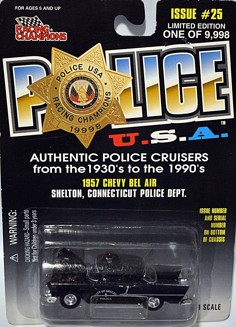 Racing Champions - Shelton CT - 1957 Chevy Bel Air Police Patrol Car