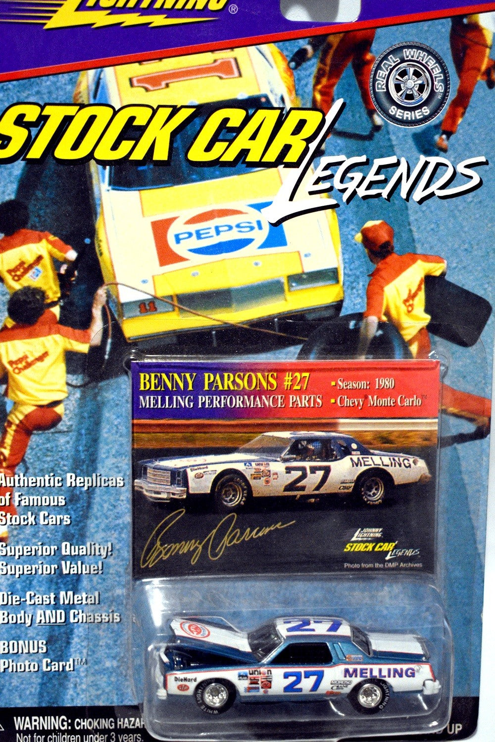Johnny Lightning Stock Car Legends - Rare White Lightning - Benny Parsons Chevrolet Monte Carlo