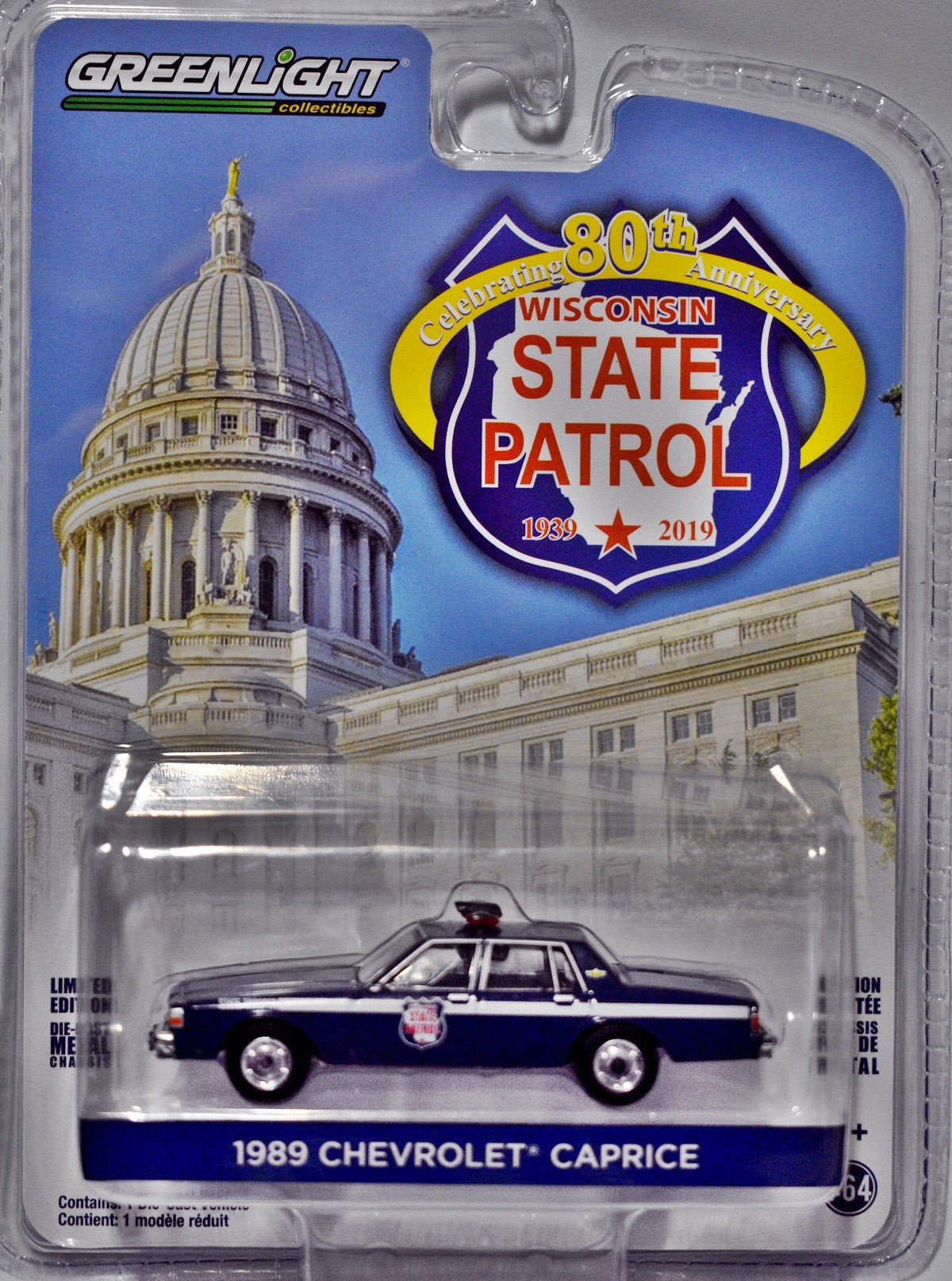 GreenLight Anniversary Series - Wisconsin State Patrol 80th Anniversary 1989 Chevrolet Caprice Police Car