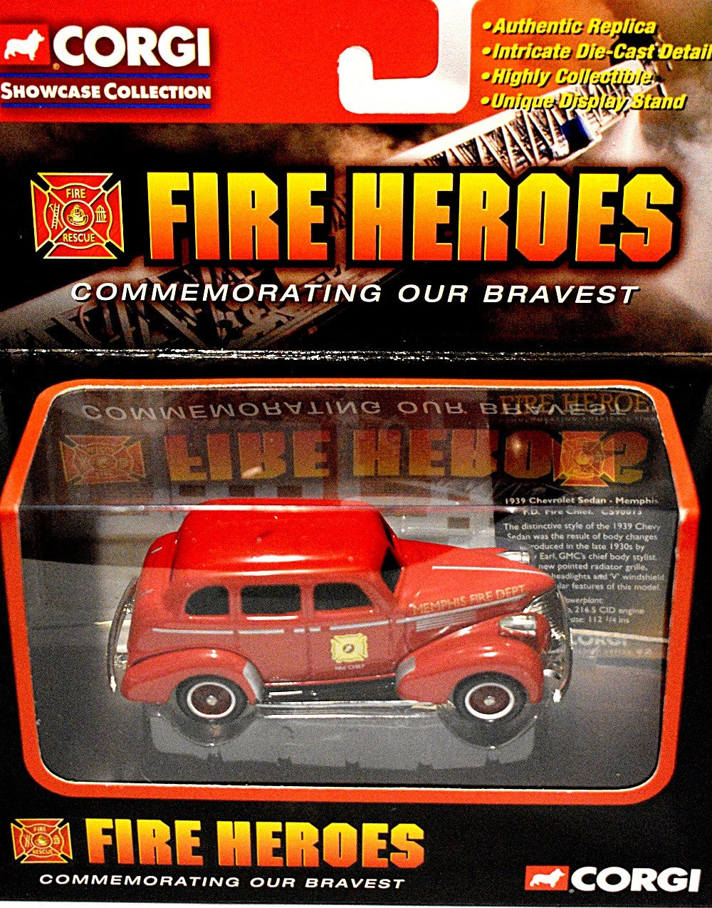 Corgi  Memphis Fire Department - 1939 Chevrolet Fire Chief Sedan