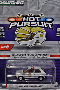 Greenlight Hot Pursuit  -  Greensboro NC 1980 Volkswagen Rabbit Patrol Car