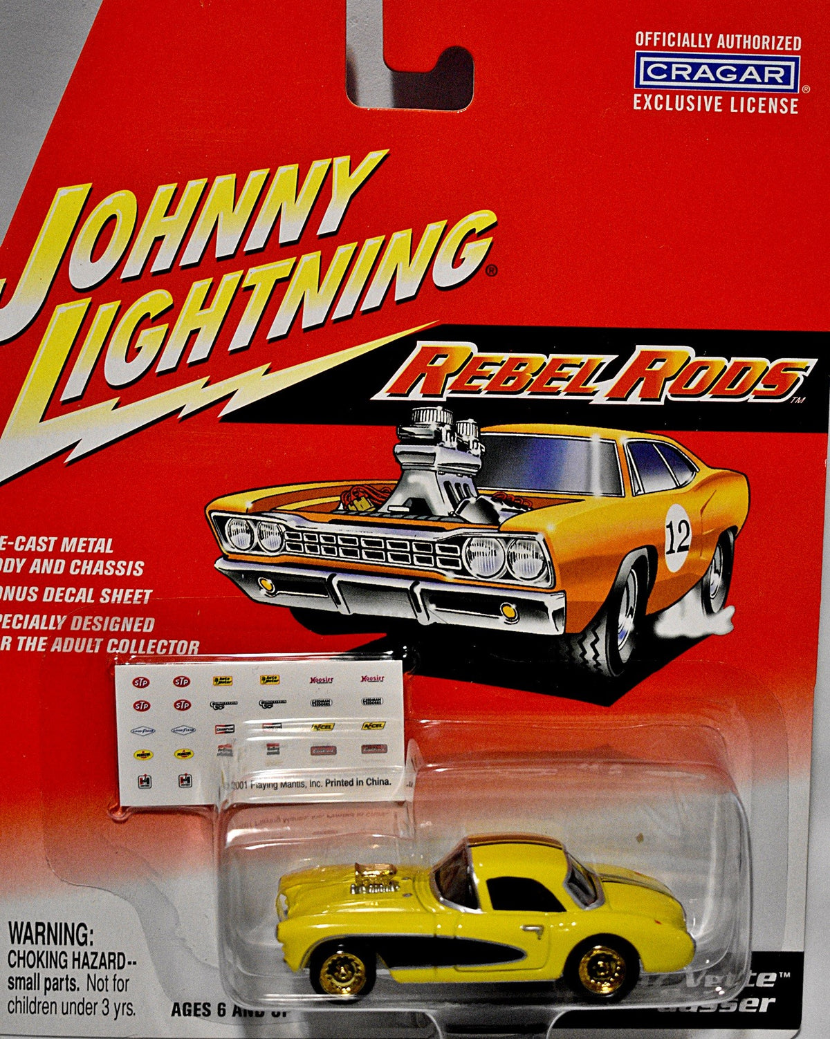 Johnny Lightning Rebel Rods - Rare White Lightning -  Chevrolet Corvette Gasser