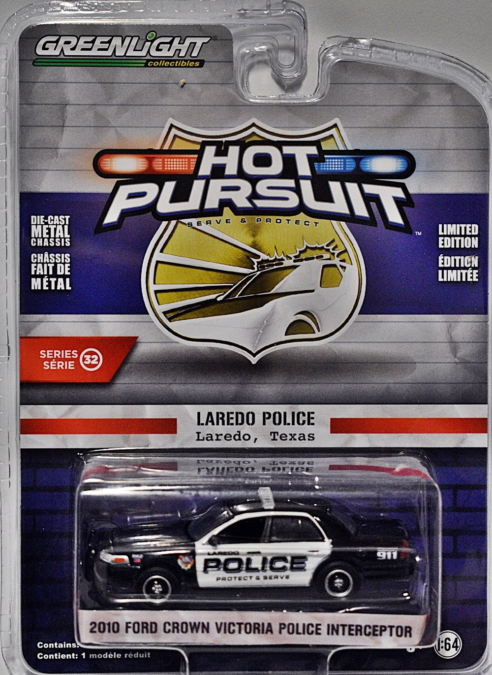 Greenlight -  Hot Pursuit - Laredo Texas Ford Crown Vic Police Interceptor